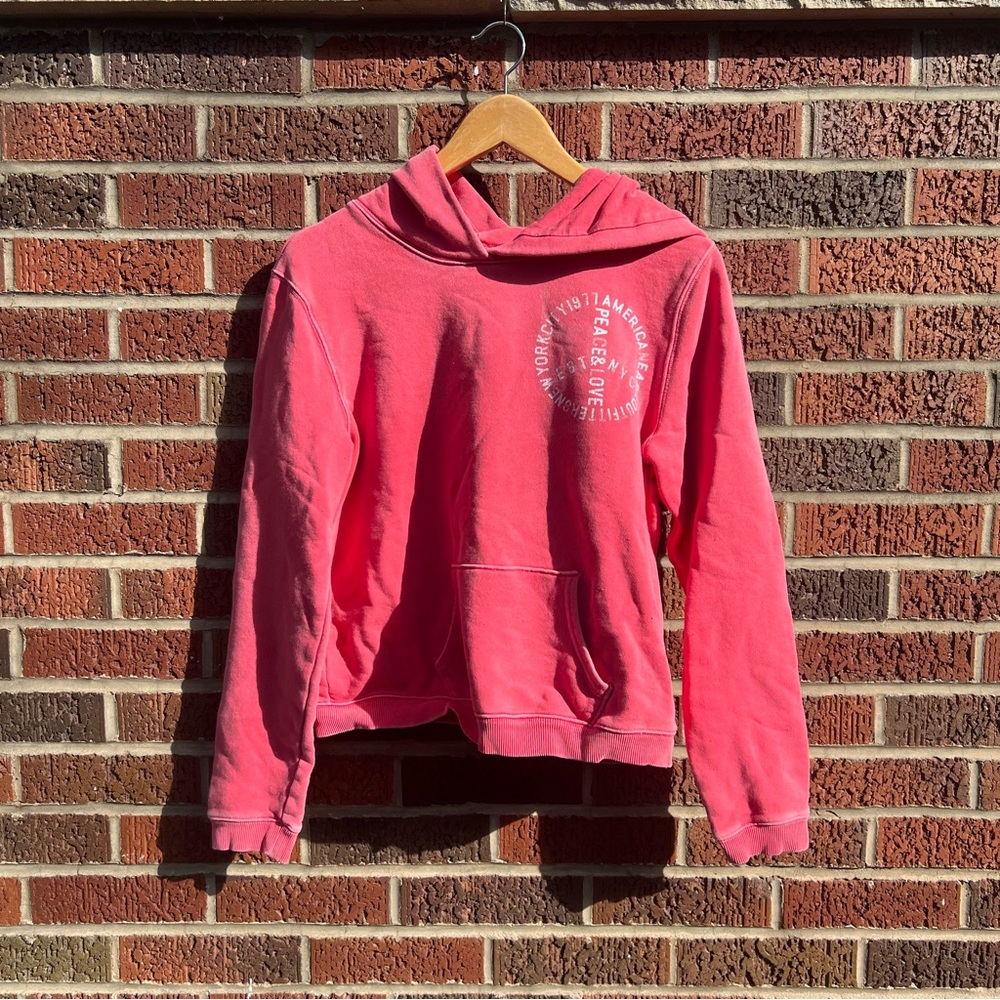 American Eagle Outfitters Dusty Red Graphic Pullover Sweatshirt Hoodie